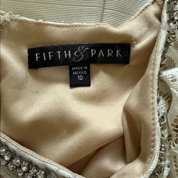 Fifth &Park jeweled neck White/Cream Lace Dress - Picture 8 of 8